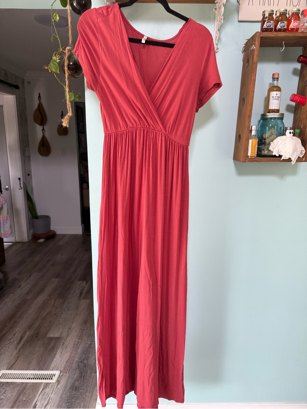 Mother Bee Women's Maternity Short Sleeve VNeck Maxi Dress Size Large Maternity